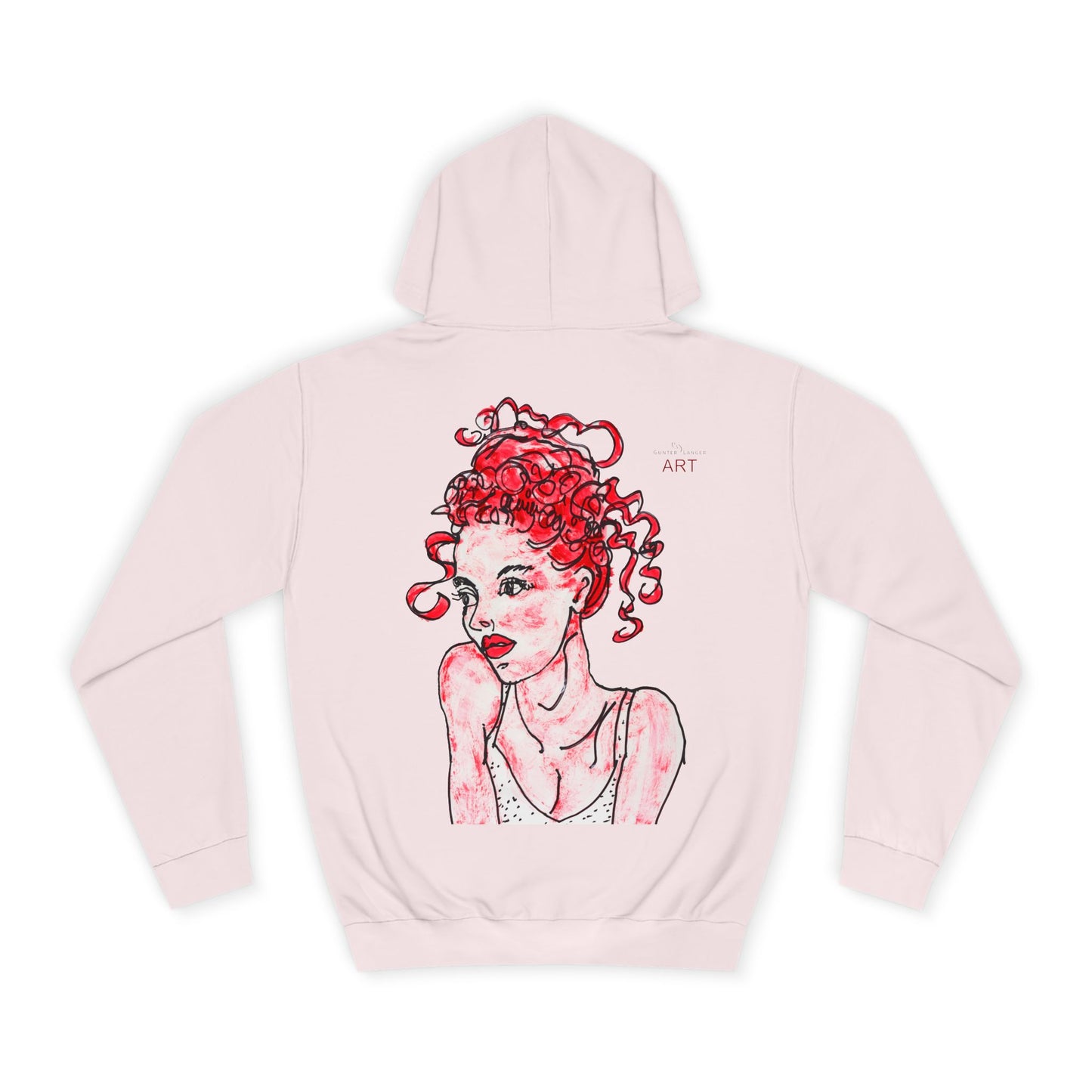 Unisex College Hoodie -  Motiv: Front Mila H 10,5 cm (Ausschnitt) & Rückseite Mila H 49 cm