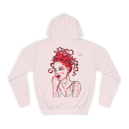 Unisex College Hoodie -  Motiv: Front Mila H 10,5 cm (Ausschnitt) & Rückseite Mila H 49 cm