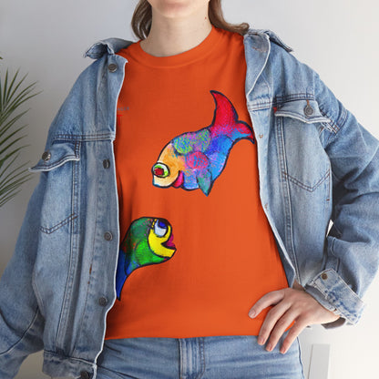 Unisex Heavy Cotton Tee - Motiv: Front Zwei Fische zueinander
