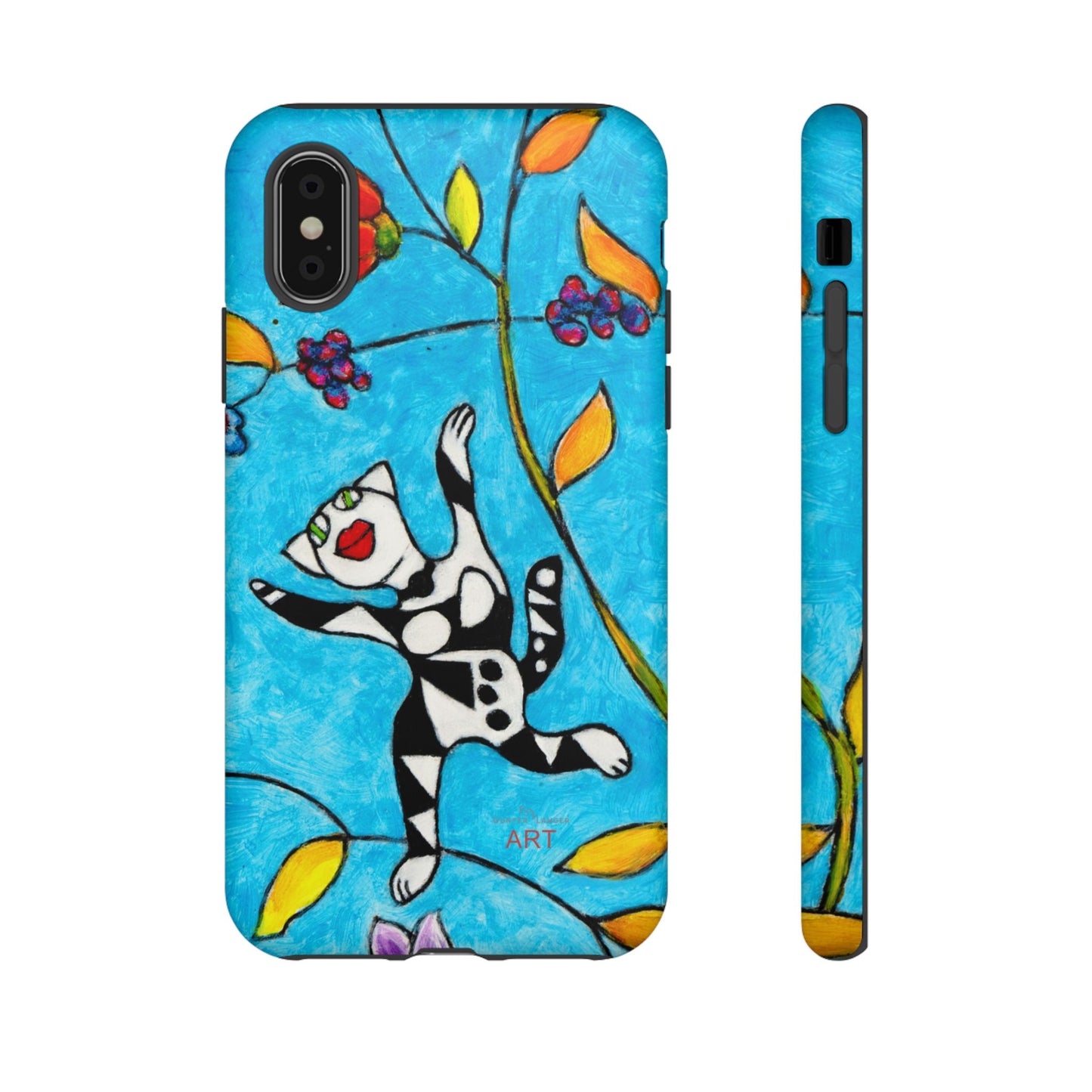 Tough Cases - iPhone - Motiv: Karierte Katze hüpft