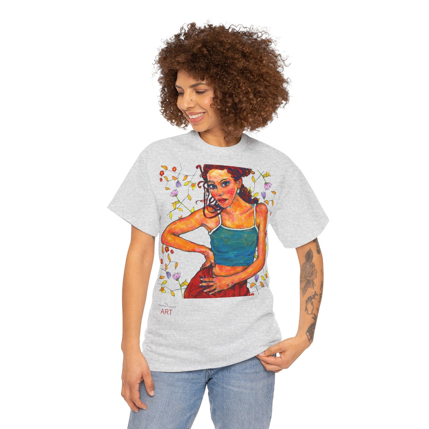 Unisex Heavy Cotton Tee - Motiv: Lea A02, Ranken, 40,45 cm, Neck Label