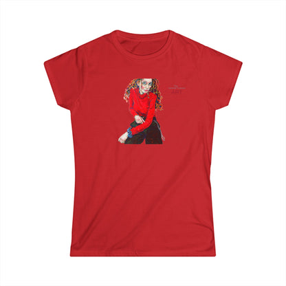 Women's Softstyle Tee - Motiv: Front Franciska H 20 cm & Rückseite Franciska H34,5 cm
