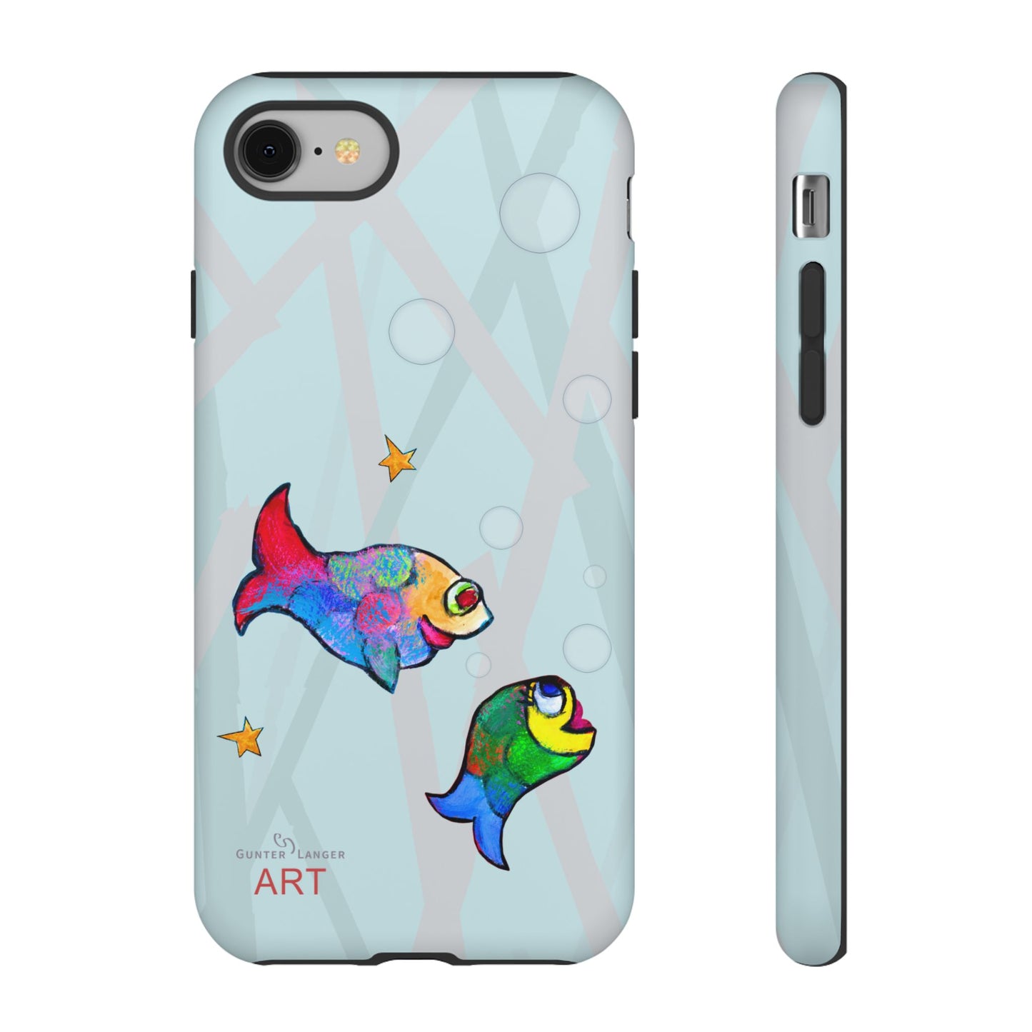 Tough Cases - iPhone - Motiv: "Fische", Mikado blau