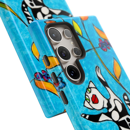 Tough Cases - Google Pixel - Samsung Galaxy - Motiv: Karierte Katze hüpft