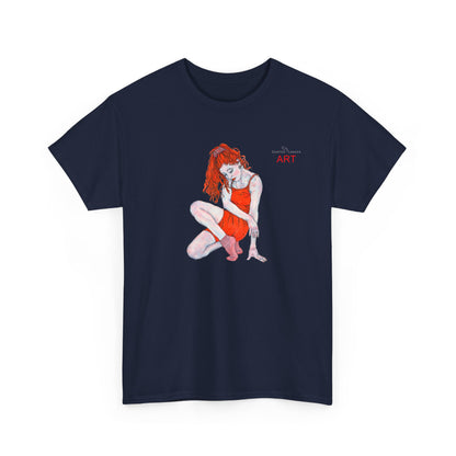 Unisex Heavy Cotton Tee - Motiv:  Front Julia, H25 cm & Rückseite Julia, H 49 cm