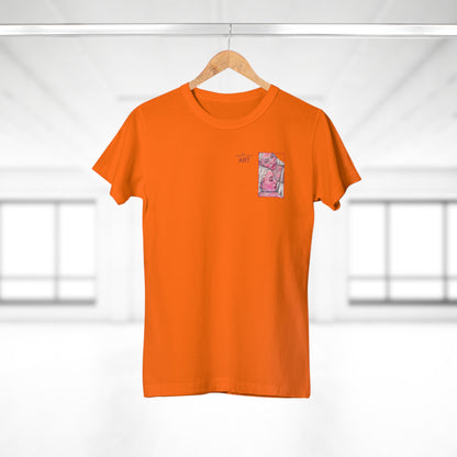 Single Jersey Women's T-shirt - hell - Motiv: Zuflucht, Ausschnitt, H 10 cm