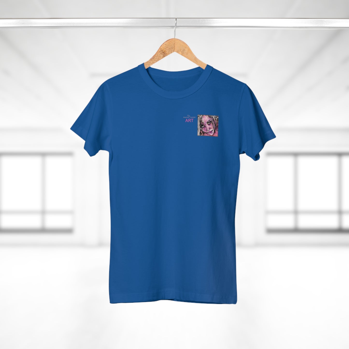 Single Jersey Women's T-shirt- dunkel - Motiv: Stella, Ausschnitt, H 6,3 cm