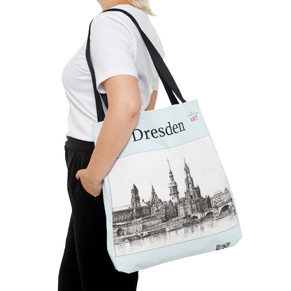 Tote Bag (AOP) - Motiv: Dresden -  Terrassenufer, Hofkirche, Schloß, Bleistift