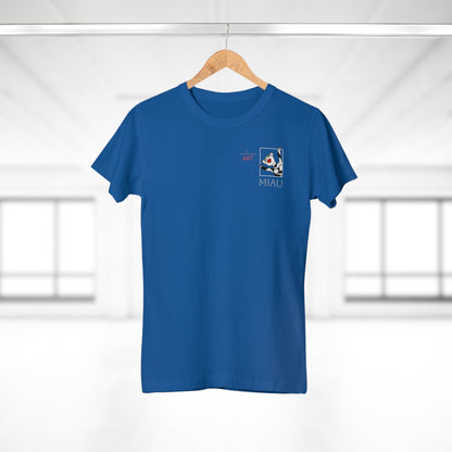 Copy of Single Jersey Women's T-shirt - dunkel - Motiv: Miau, Weiß, H 7 cm