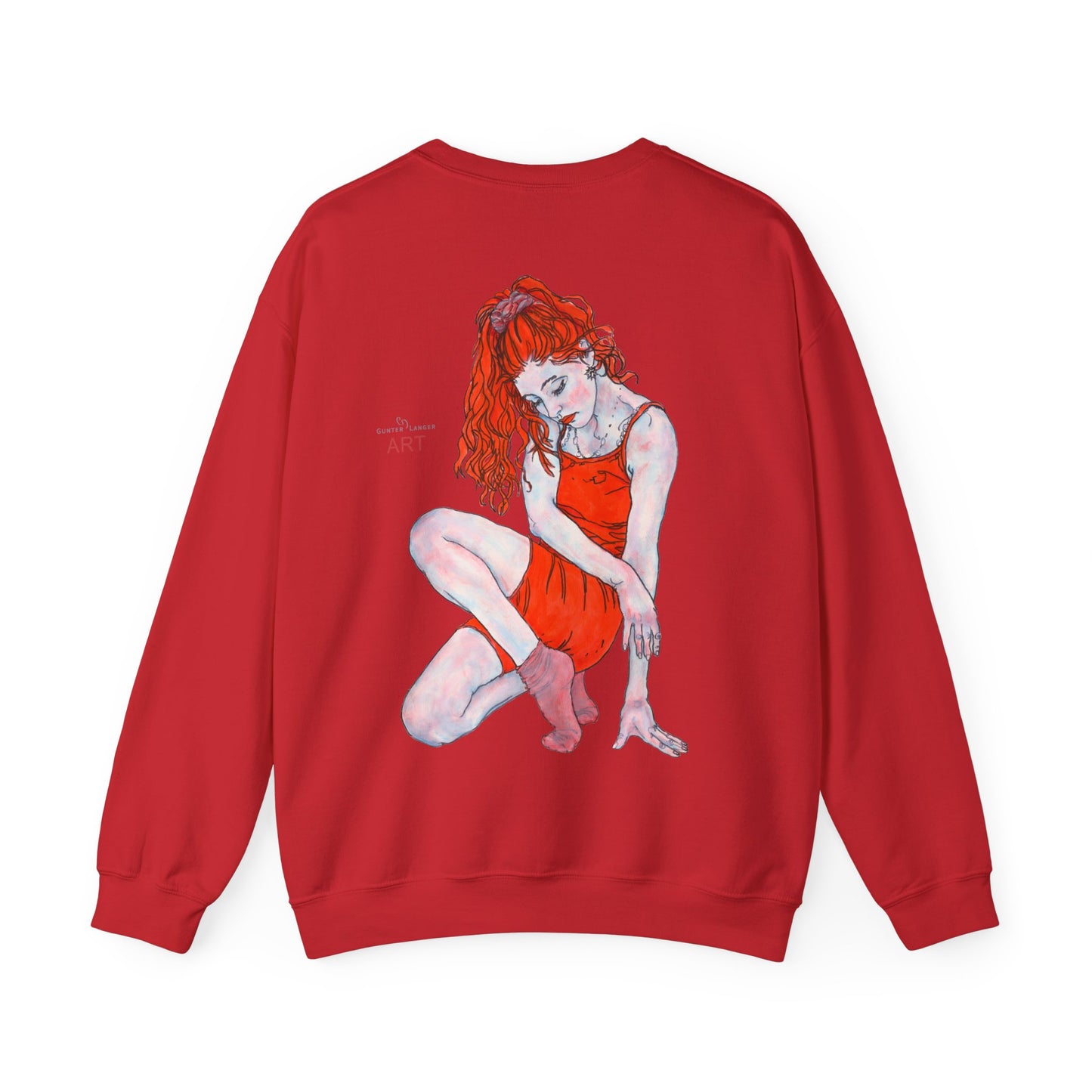 Unisex Heavy Blend™ Crewneck Sweatshirt - Motiv: Front Julia (Ausschnitt, 21,5 cm) & Rückseite Julia, H 43 cm