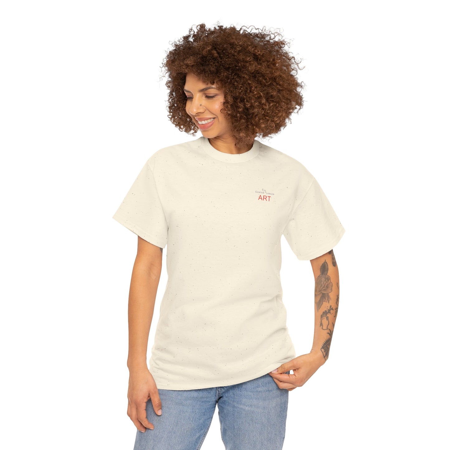 Unisex Heavy Cotton Tee - Motiv: Front Logo & Rückseite Lina, Neck Label