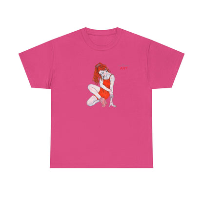 Unisex Heavy Cotton Tee - Motiv:  Front Julia, H25 cm & Rückseite Julia, H 49 cm