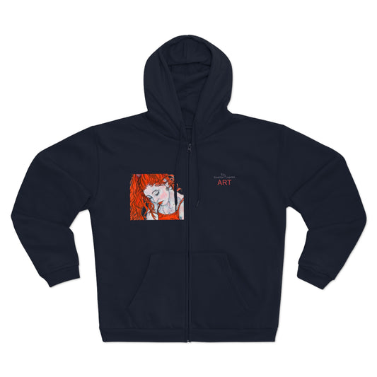 Unisex Hooded Zip Sweatshirt - Motiv: Front Julia (Ausschnitt) & Rückseite Julia