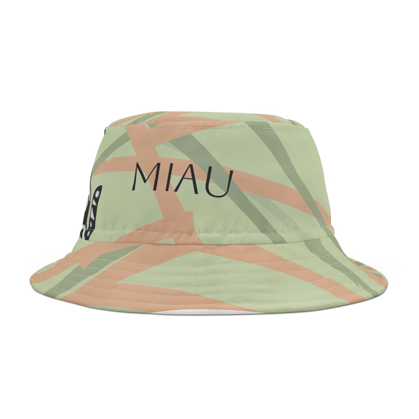 Bucket Hat (AOP) - Motiv: Miau, Mikado hellgrün