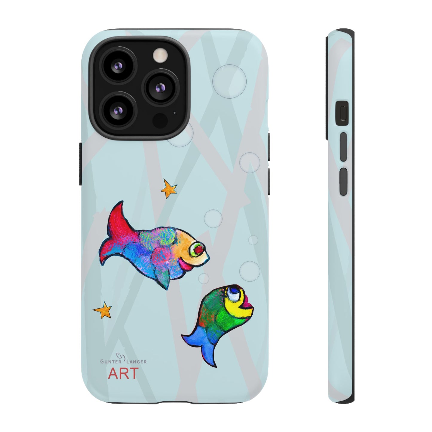 Tough Cases - iPhone - Motiv: "Fische", Mikado blau