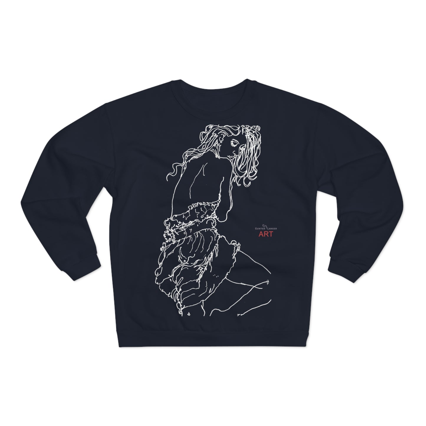 Unisex Crew Neck Sweatshirt (EU) - Motiv: Front Giselle, H 49 cm & Rückseite Giselle,  H 49 cm (weiß)