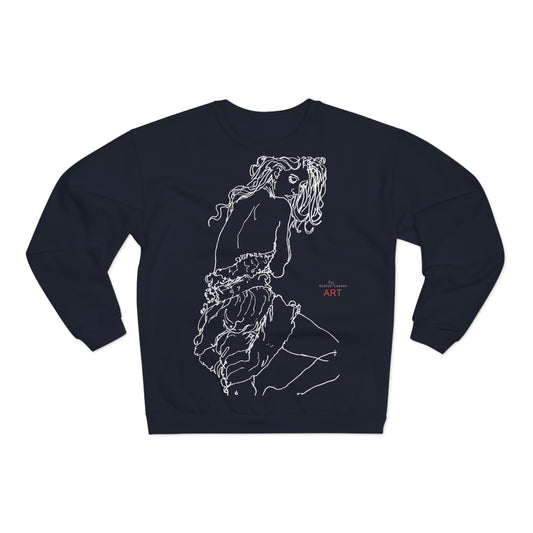 Unisex Crew Neck Sweatshirt (EU) - Motiv: Front Giselle, H 49 cm & Rückseite Giselle,  H 49 cm (weiß)