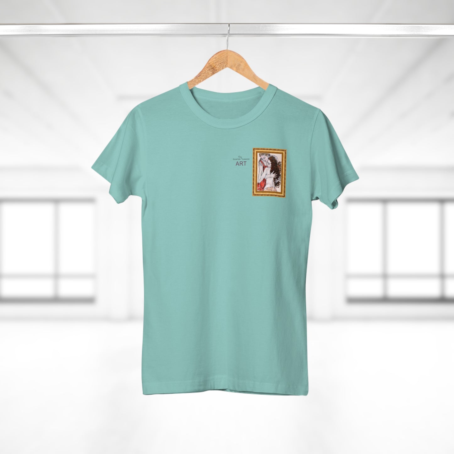 Single Jersey Women's T-shirt - hell - Motiv: Bei dir, H 11 cm