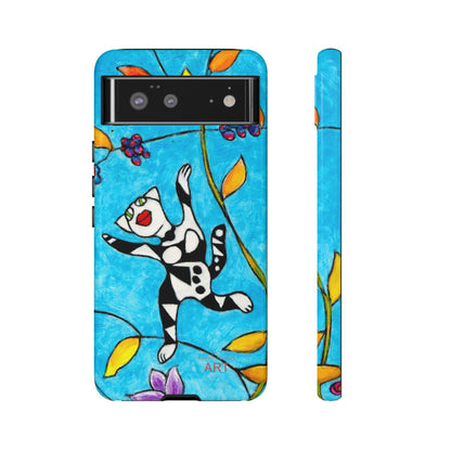 Tough Cases - Google Pixel - Samsung Galaxy - Motiv: Karierte Katze hüpft