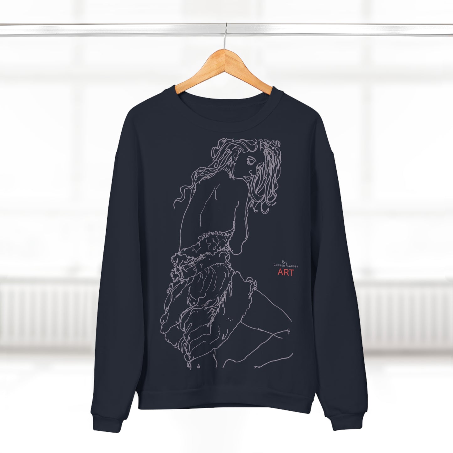 Unisex Sweatshirt - Motiv: Front Giselle H49 cm & Rückseite Giselle,  H49 cm (grau)