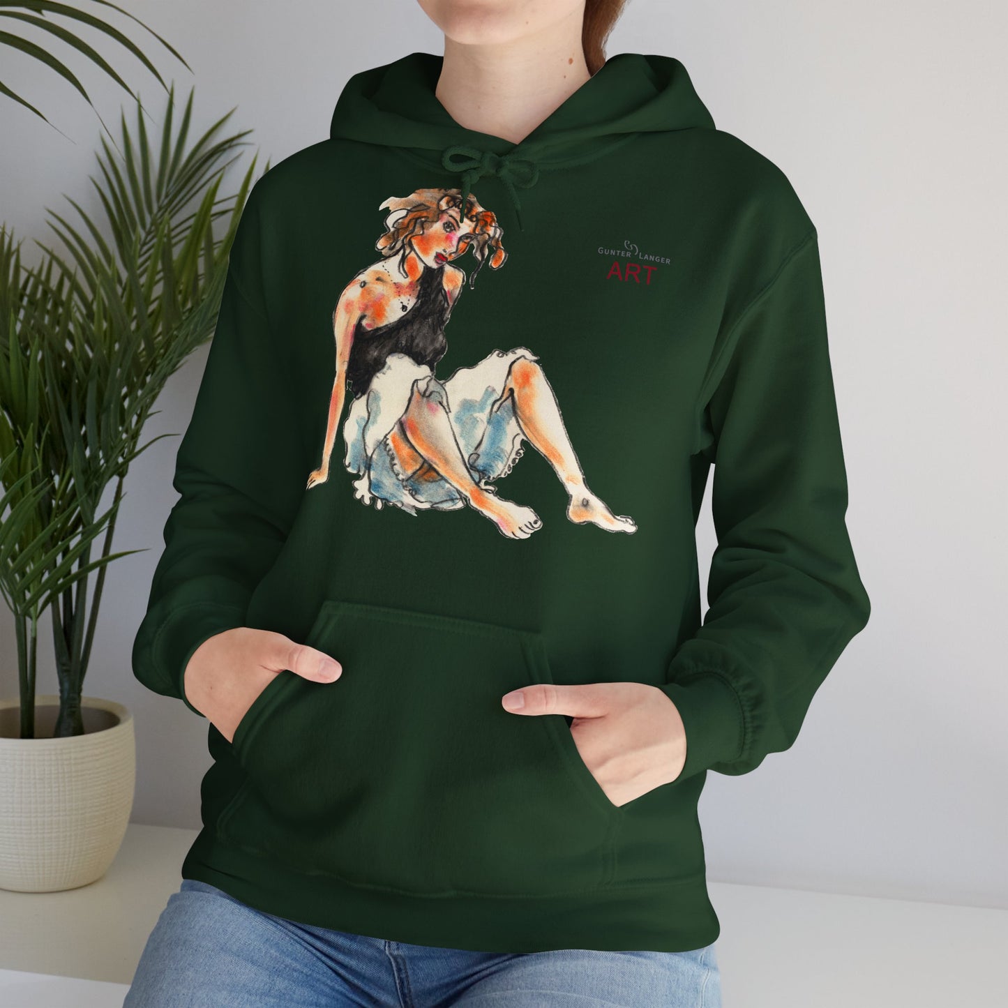 Unisex Heavy Blend™ Hooded Sweatshirt - Motiv Frontseite "Rosa", H 28 cm & Rückseite "Rosa", H 34 cm