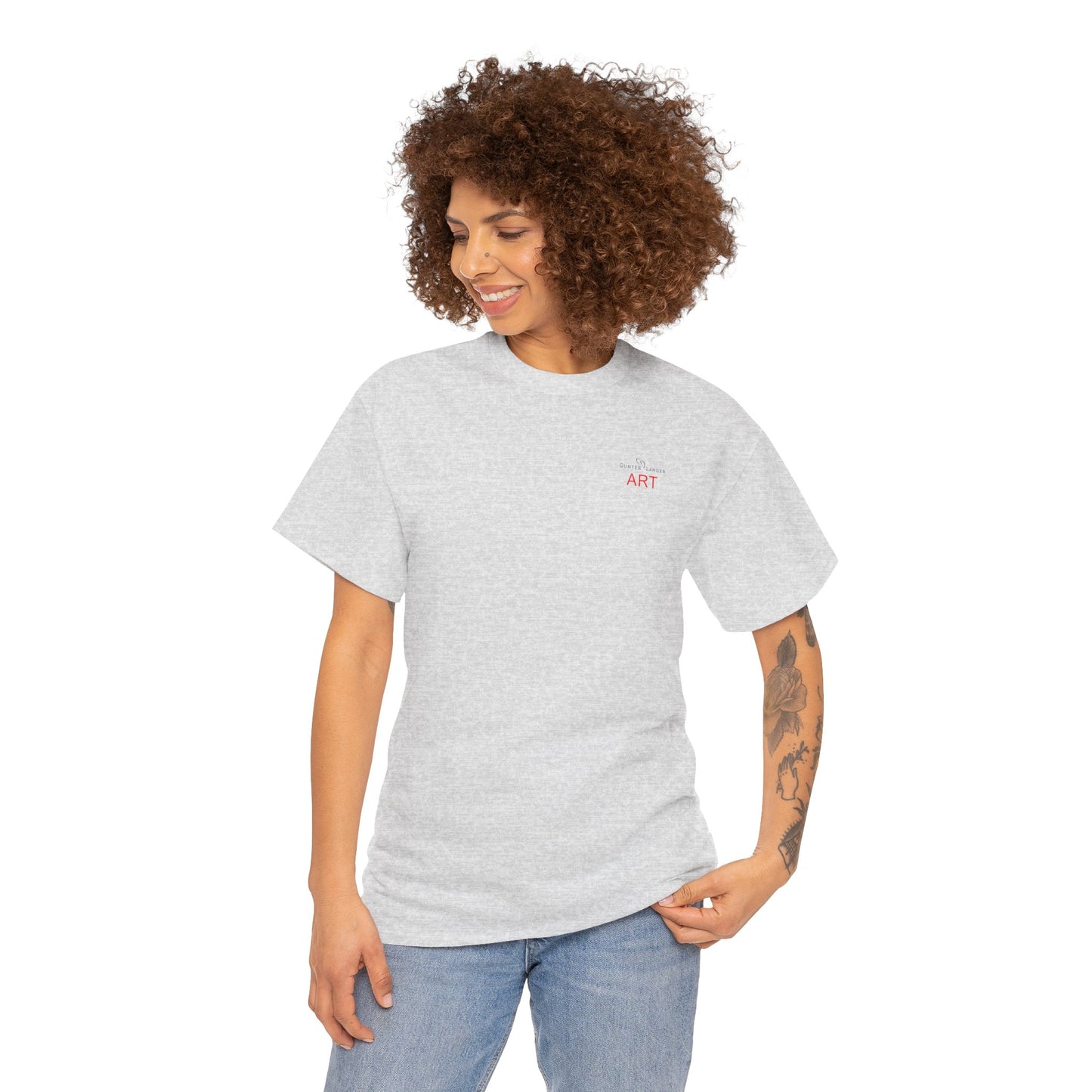 Unisex Heavy Cotton Tee - Motiv: Front Logo & Rückseite Lina, Neck Label