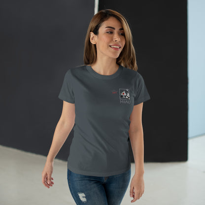 Copy of Single Jersey Women's T-shirt - dunkel - Motiv: Miau, Weiß, H 7 cm