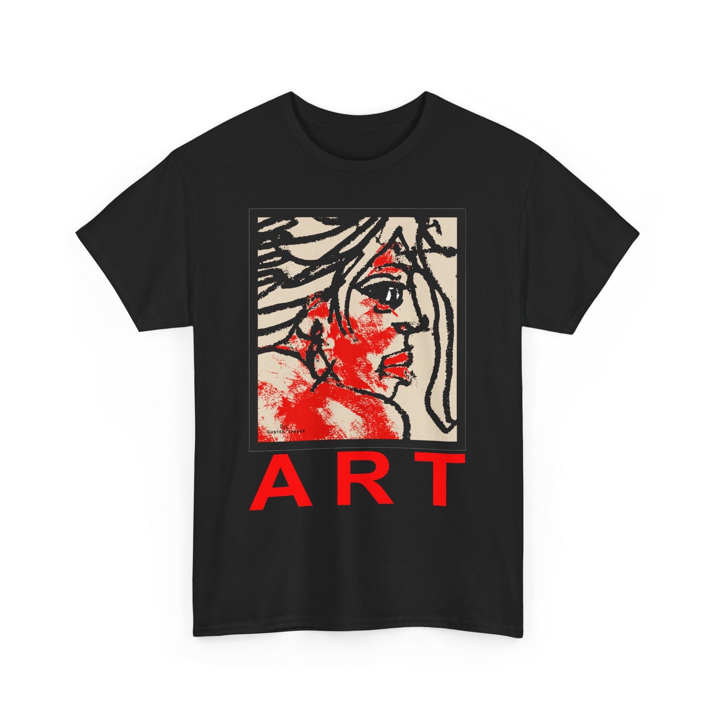 Unisex Heavy Cotton Tee - Motiv: Front, Ria mit Art Rot, H 40 cm