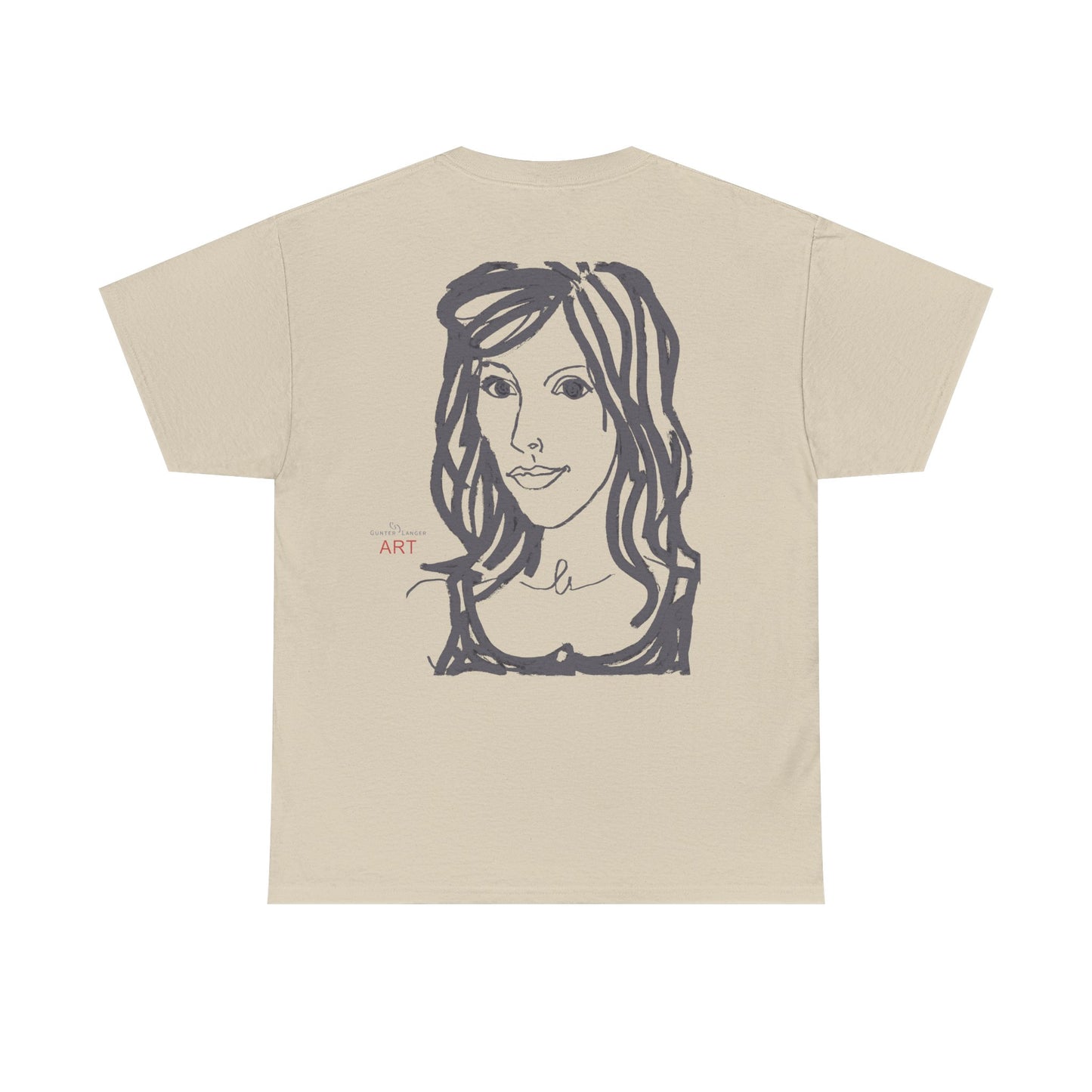 Unisex Heavy Cotton Tee - Motiv:  Front Esther ( grau, klein) & Rückseite Esther (grau), Neck Label