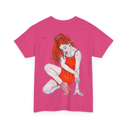 Unisex Heavy Cotton Tee - Motiv:  Front Julia, H25 cm & Rückseite Julia, H 49 cm