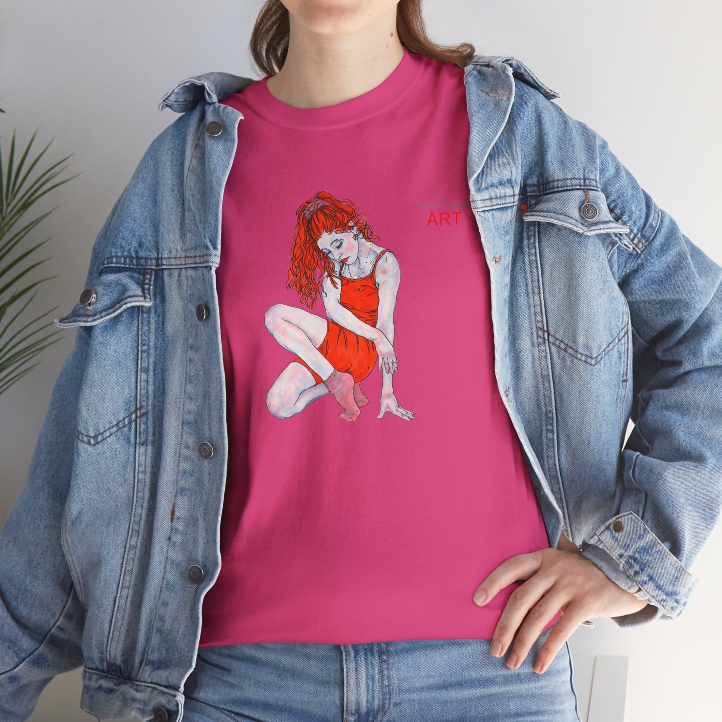 Unisex Heavy Cotton Tee - Motiv:  Front Julia, H25 cm & Rückseite Julia, H 49 cm