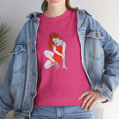 Unisex Heavy Cotton Tee - Motiv:  Front Julia, H25 cm & Rückseite Julia, H 49 cm