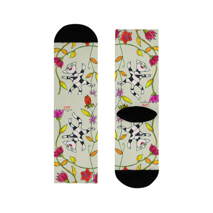 Sublimation Crew Socks (EU) - Motiv: Katze fliegt durch Ranken M