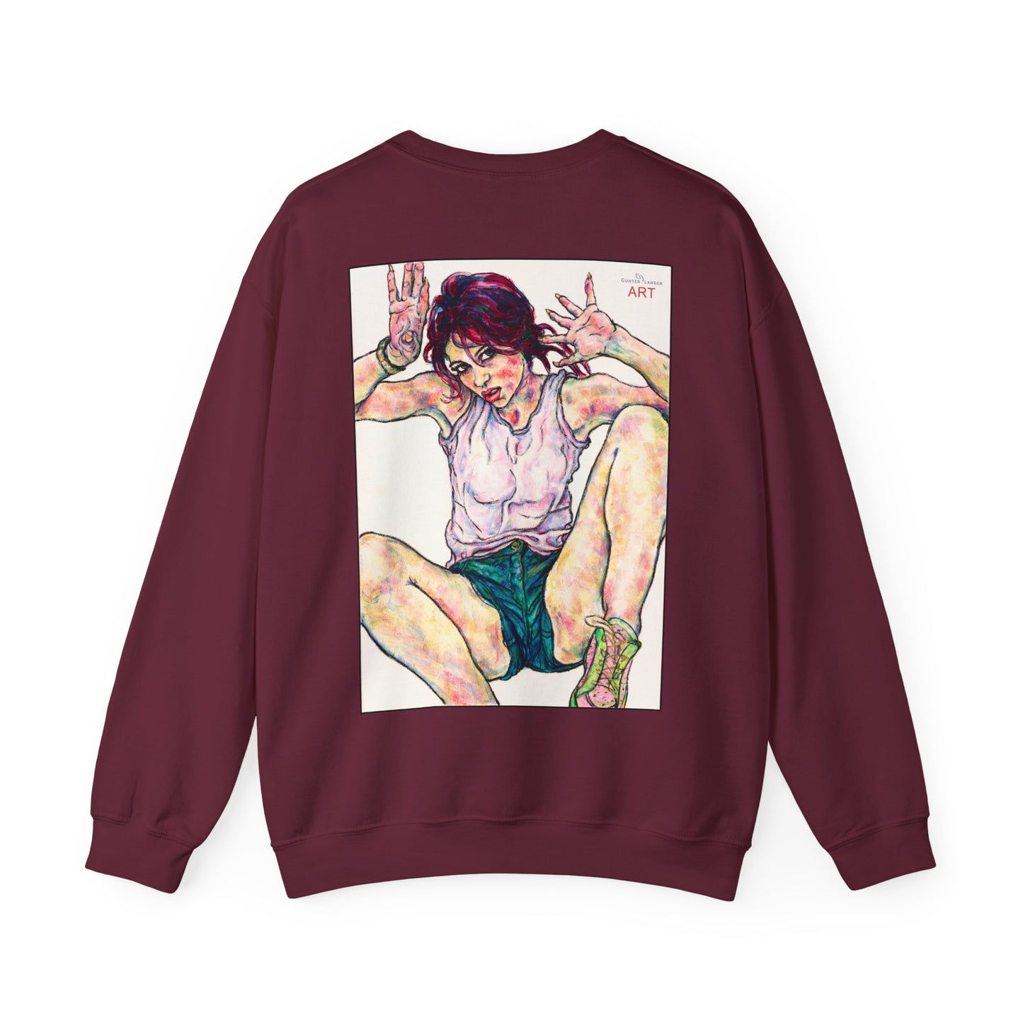 Unisex Heavy Blend™ Crewneck Sweatshirt - Motiv: Front Siegesgöttin, H12 cm (klein) & Rückseite Siegesgöttin, H43 cm