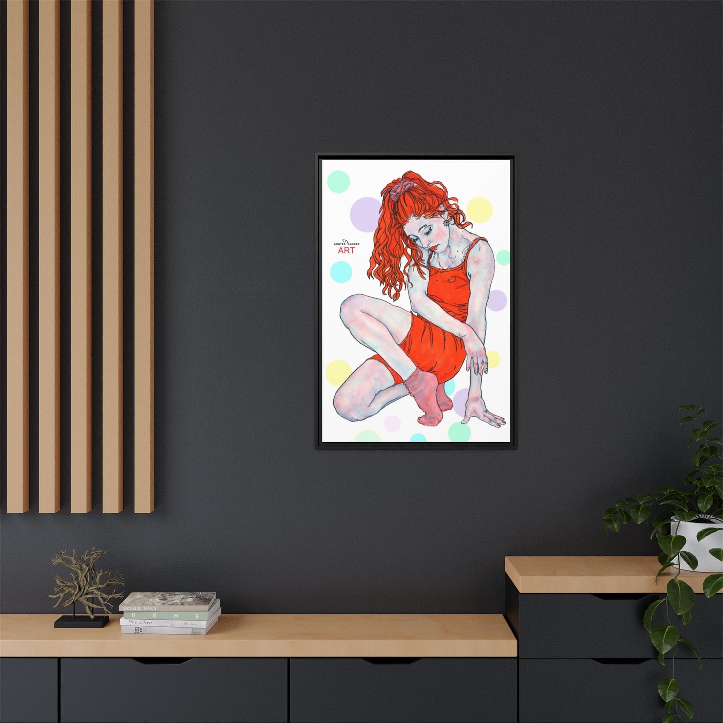 Matte Canvas, Framed (Multi-color) - Motiv:  Julia, Farbkreise, Format groß, H 91,4 bis 152,4 cm