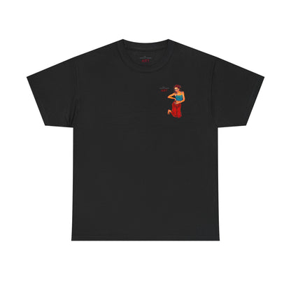 Unisex Heavy Cotton Tee - Motiv: Front, Lea, H 13cm & Rückseite, Lea A02, Ranken, 40 cm, Neck Label