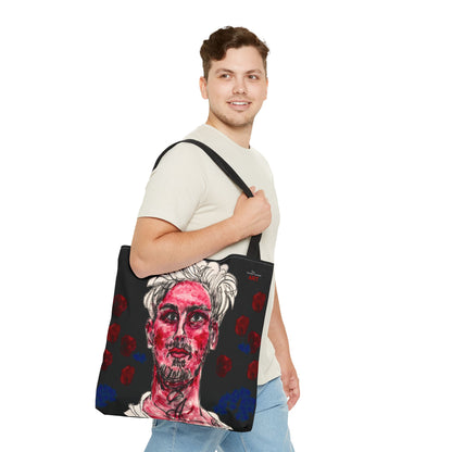 Tote Bag (AOP) - Motiv: Florian rote und blaue Punkte auf schwarz