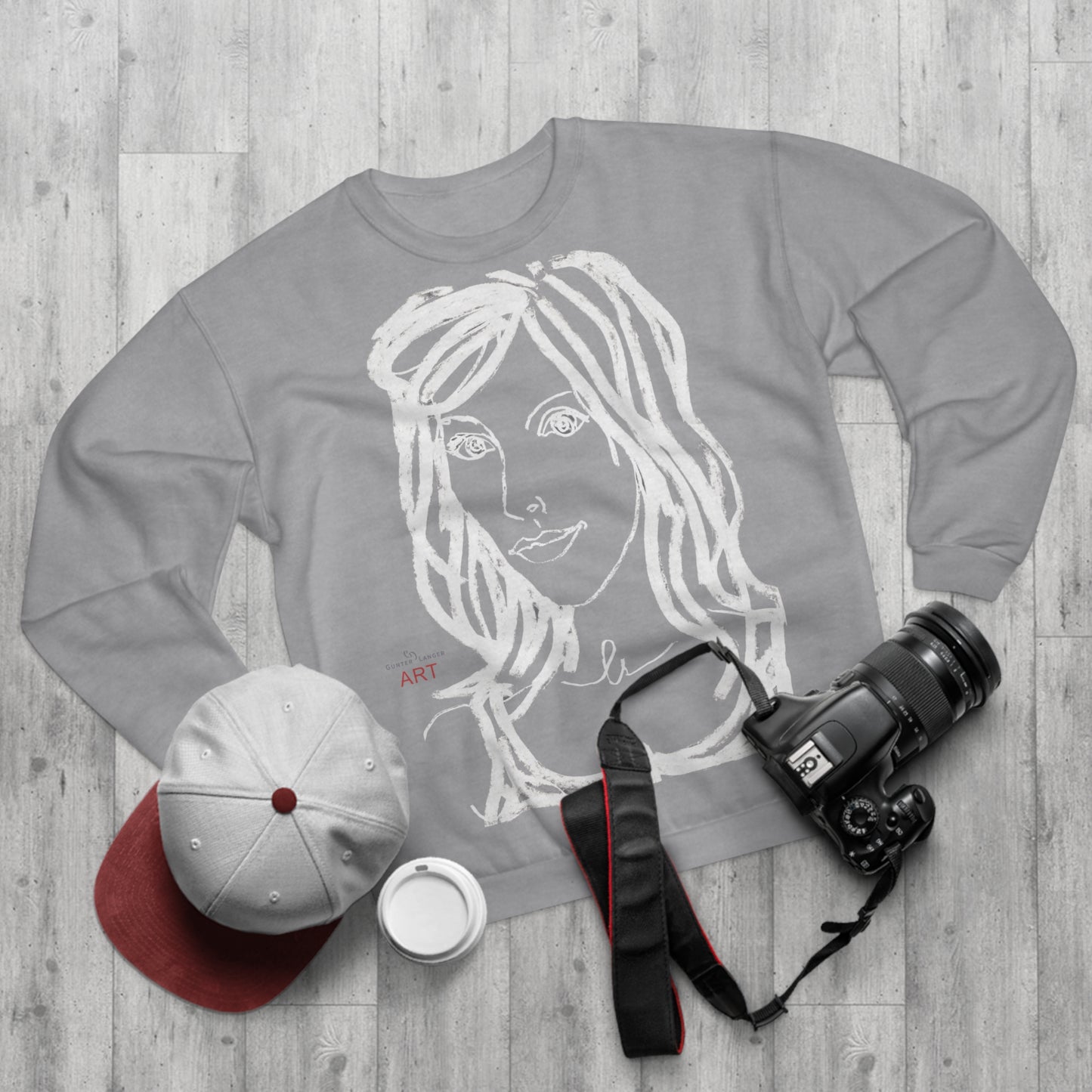 Unisex Crew Neck Sweatshirt (EU) - Motiv: Front Esther &  Rückseite Esther (weiß)