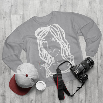 Unisex Crew Neck Sweatshirt (EU) - Motiv: Front Esther &  Rückseite Esther (weiß)