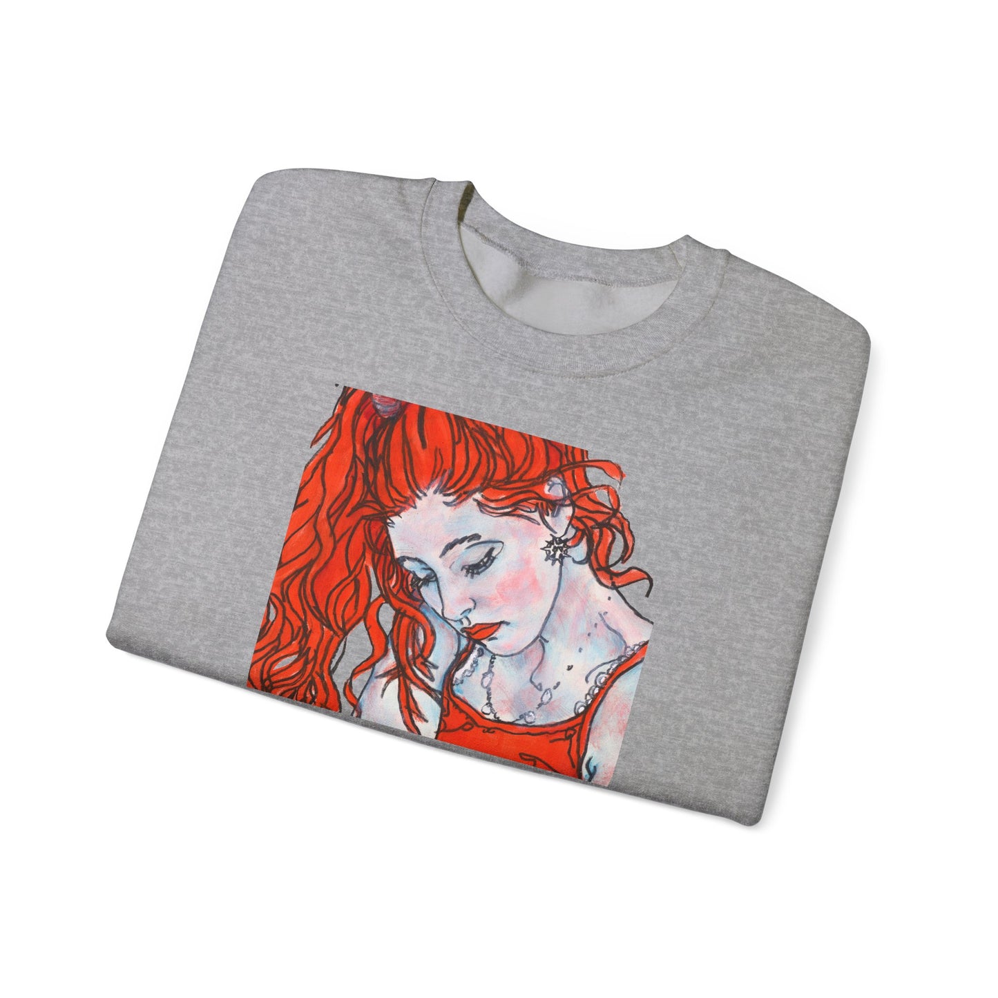 Unisex Heavy Blend™ Crewneck Sweatshirt - Motiv: Front Julia (Ausschnitt, 21,5 cm) & Rückseite Julia, H 43 cm