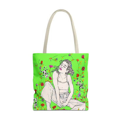 Tote Bag (AOP) - Motiv: Carolin sw auf grün