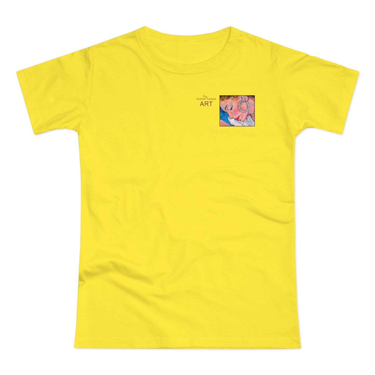 Single Jersey Women's T-shirt - hell - Motiv: Alva, Ausschnitt, H 6,5 cm