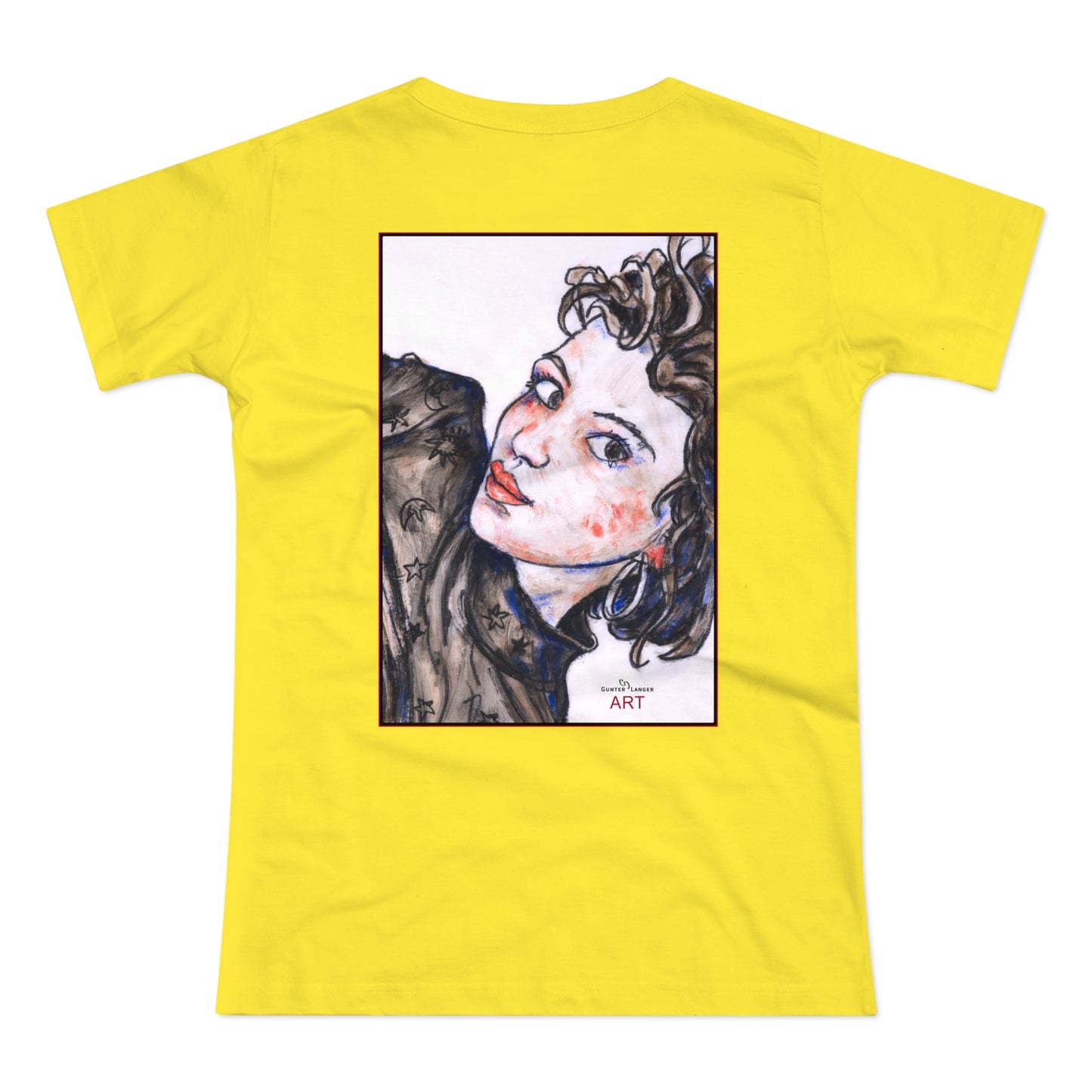 Single Jersey Women's T-shirt - hell - Motiv: Front Annette, H 20 cm & Rückseite Annette, H 35,56 cm