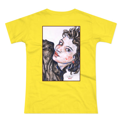 Single Jersey Women's T-shirt - hell - Motiv: Front Annette, H 20 cm & Rückseite Annette, H 35,56 cm