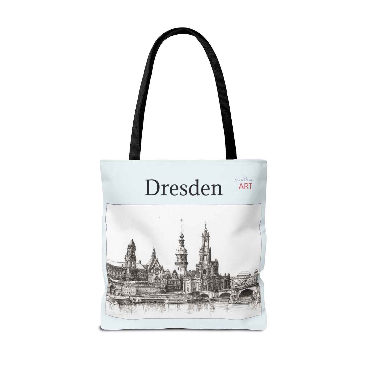 Tote Bag (AOP) - Motiv: Dresden -  Terrassenufer, Hofkirche, Schloß, Bleistift