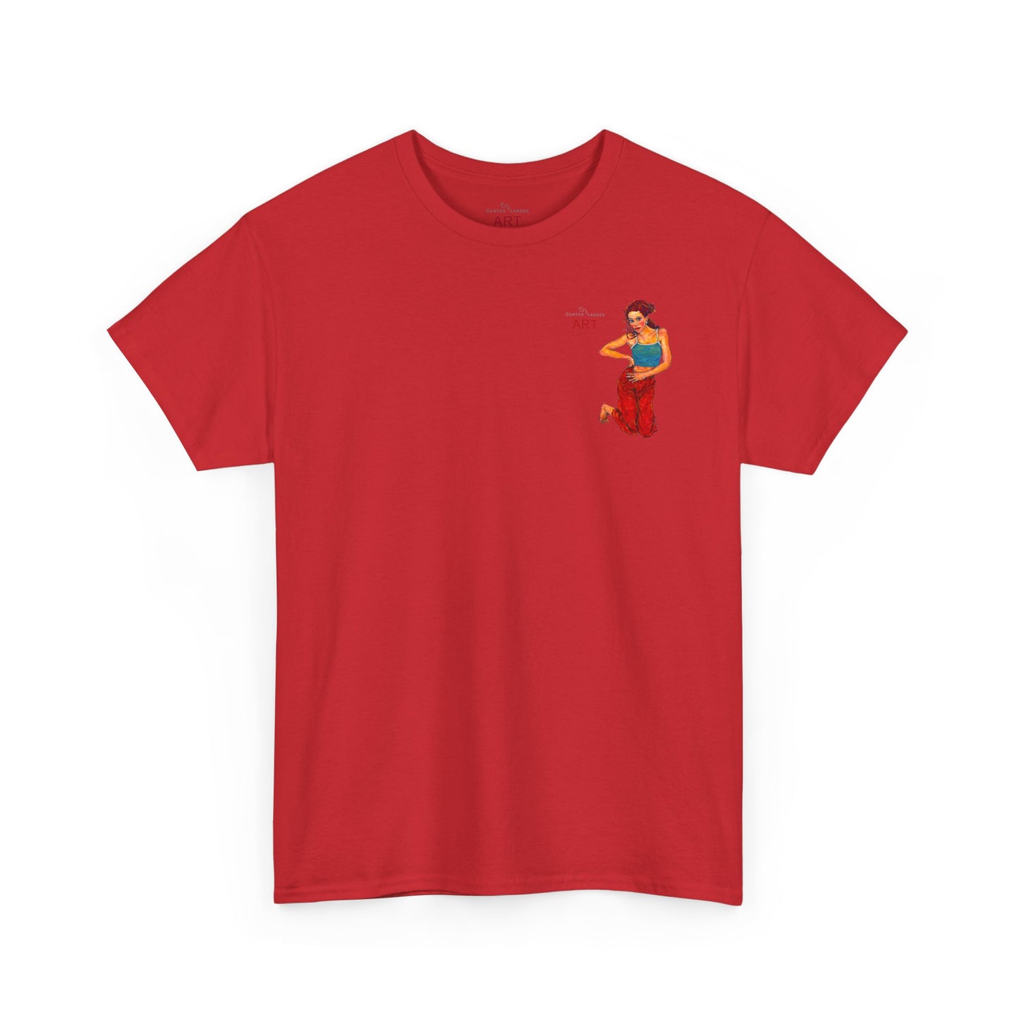 Unisex Heavy Cotton Tee - Motiv: Front, Lea, H 13cm & Rückseite, Lea A02, Ranken, 40 cm, Neck Label