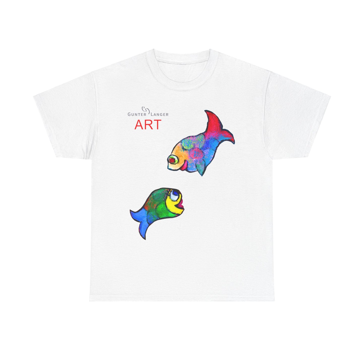 Unisex Heavy Cotton Tee - Motiv: Front Zwei Fische zueinander