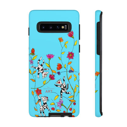 Tough Cases - Google Pixel - Samsung Galaxy - Motiv: Karierte Katzen, blau