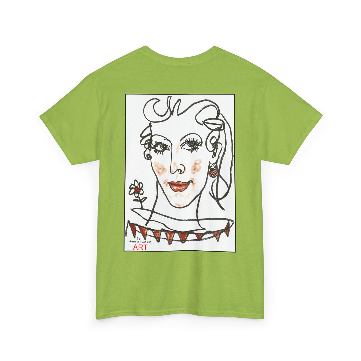 Unisex Heavy Cotton Tee - Motiv: Front Logo & Rückseite Lina, Neck Label