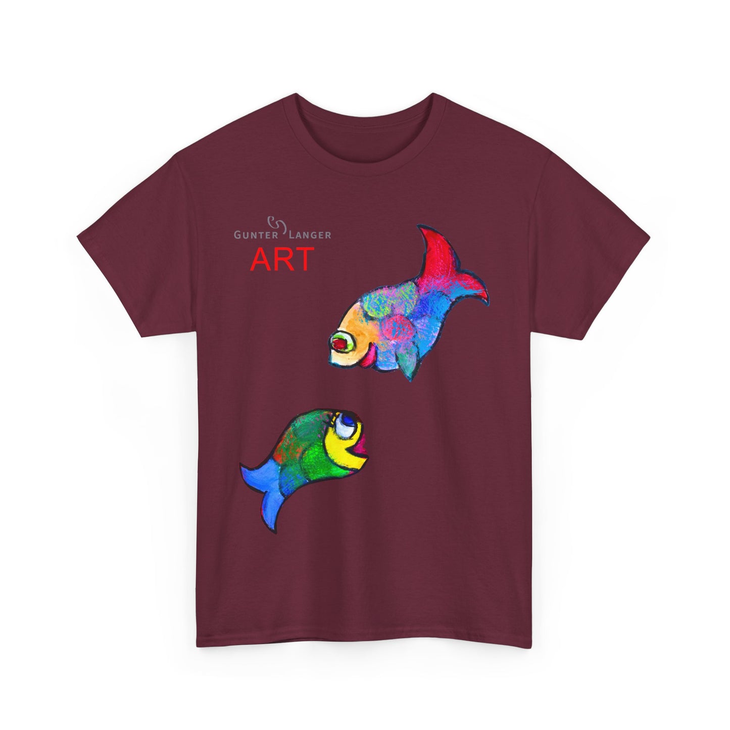 Unisex Heavy Cotton Tee - Motiv: Front Zwei Fische zueinander